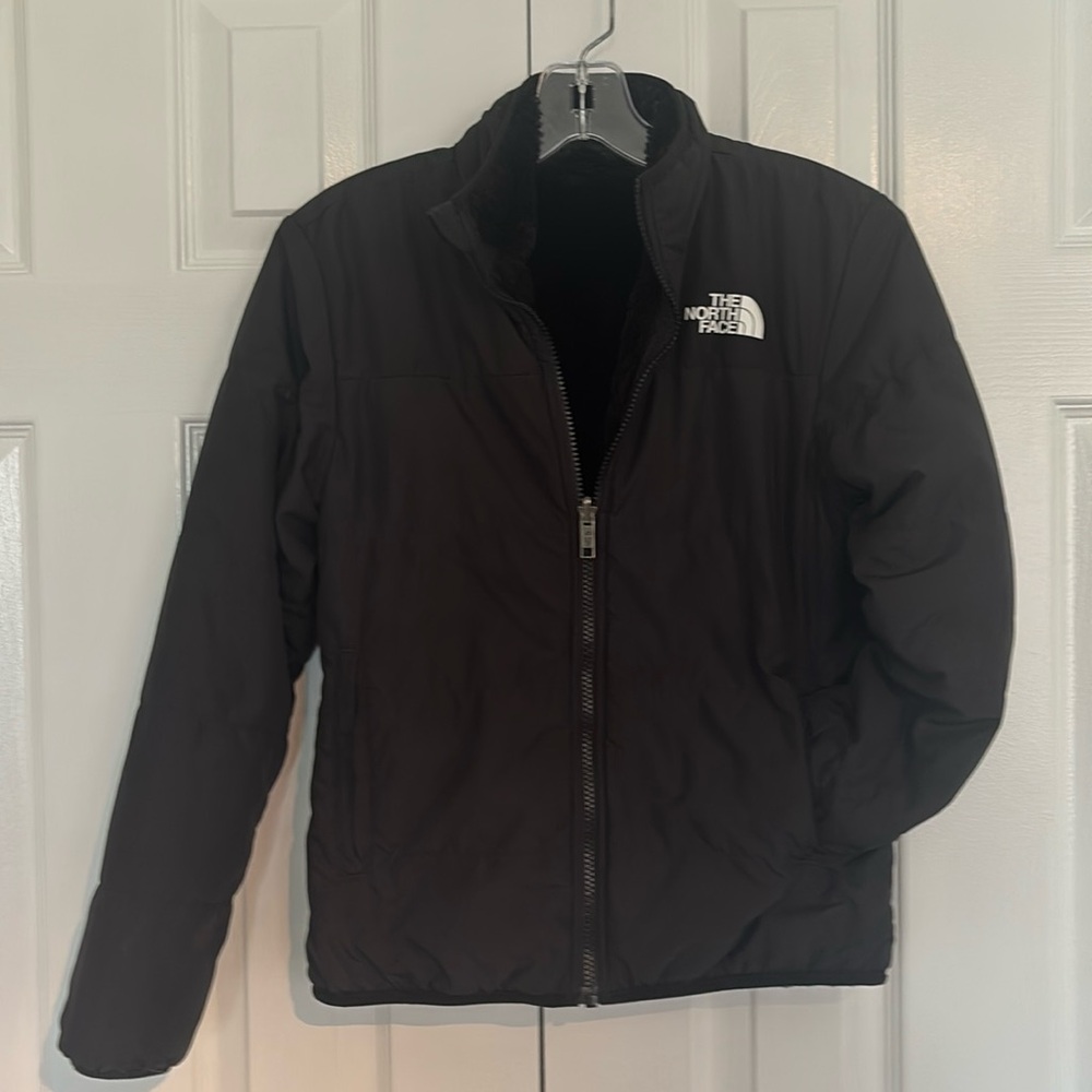 The North Face Girls Reversible, Black Nylon and Fleece Girls size L 12.